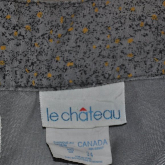 Vintage 80s Le Chateau Grey Calico Yellow Floral Oversized Barrel Pants 34 - Picture 9 of 9